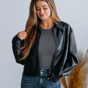 Cropped Leather Jacket
